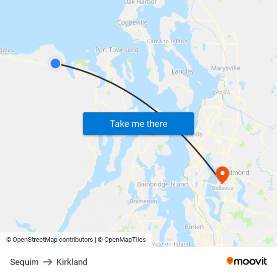 Sequim to Kirkland map