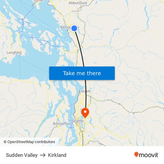 Sudden Valley to Kirkland map