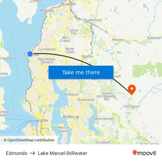 Edmonds to Lake Marcel-Stillwater map