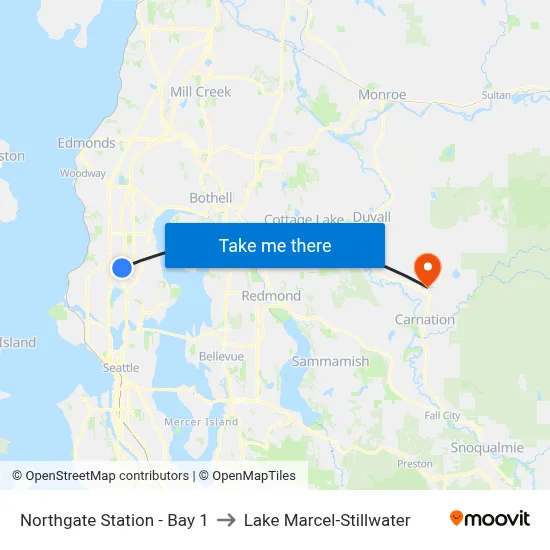 Northgate Station - Bay 1 to Lake Marcel-Stillwater map