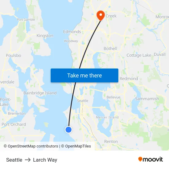 Seattle to Larch Way map