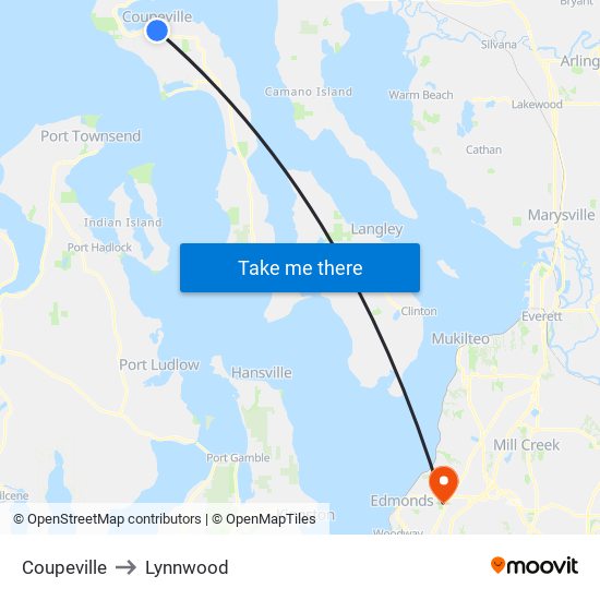 Coupeville to Lynnwood map