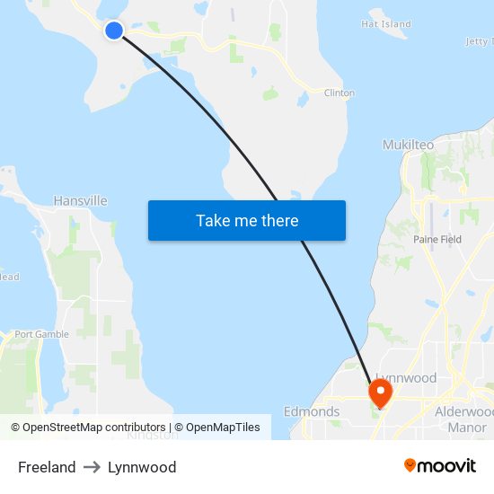 Freeland to Lynnwood map