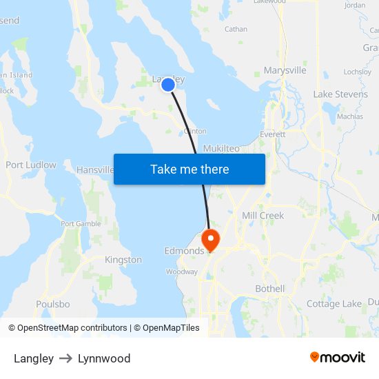 Langley to Lynnwood map