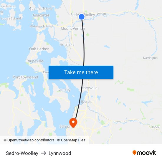 Sedro-Woolley to Lynnwood map