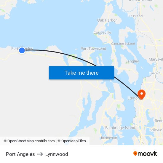 Port Angeles to Lynnwood map