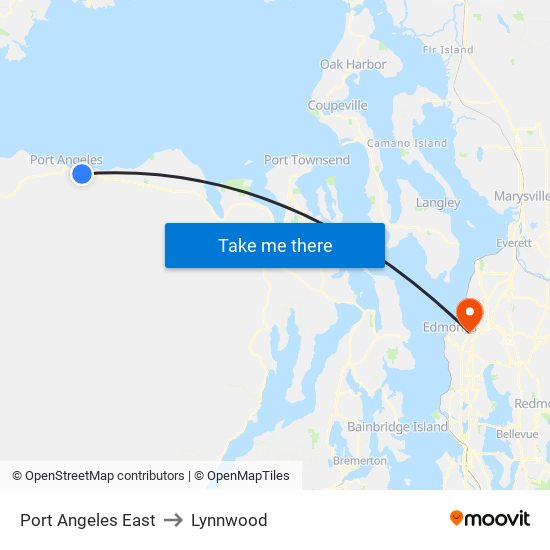 Port Angeles East to Lynnwood map