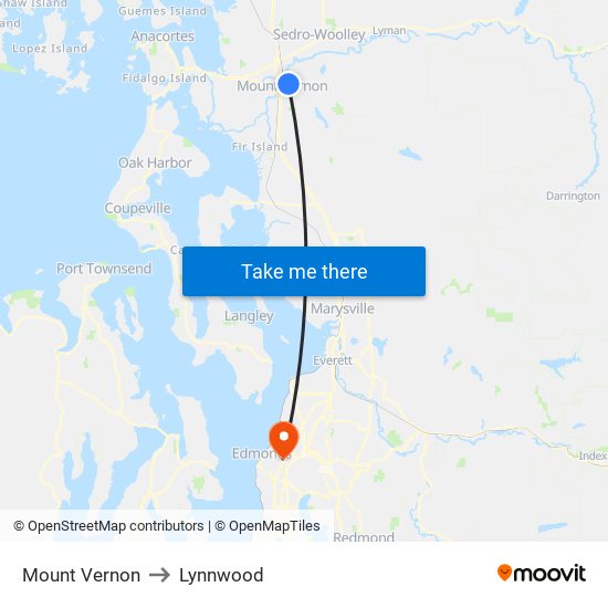 Mount Vernon to Lynnwood map