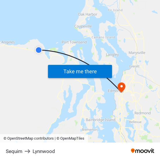 Sequim to Lynnwood map