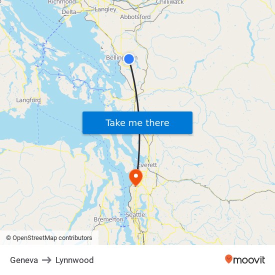 Geneva to Lynnwood map