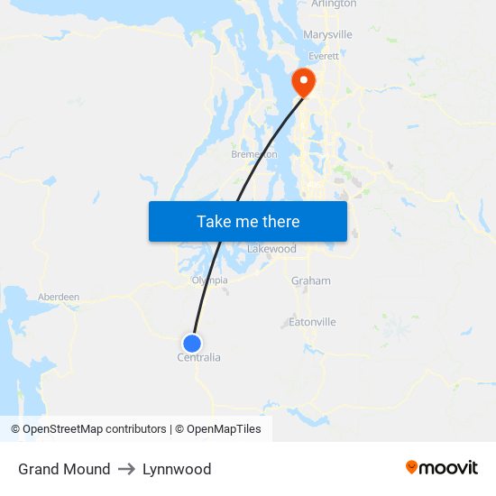 Grand Mound to Lynnwood map