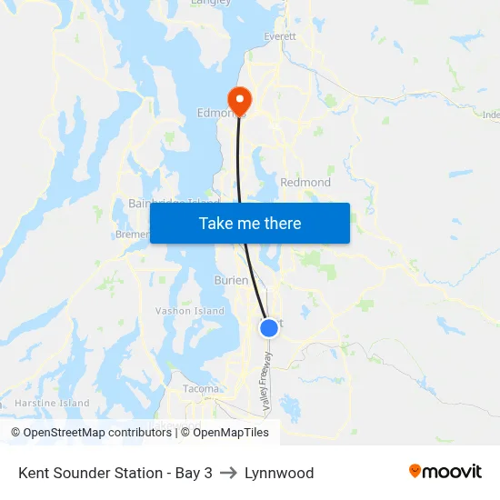 Kent Sounder Station - Bay 3 to Lynnwood map
