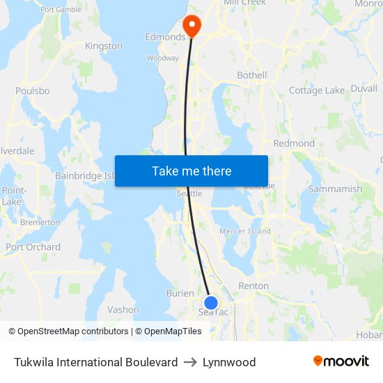 Tukwila International Boulevard to Lynnwood map