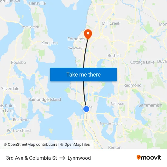 3rd Ave & Columbia St to Lynnwood map