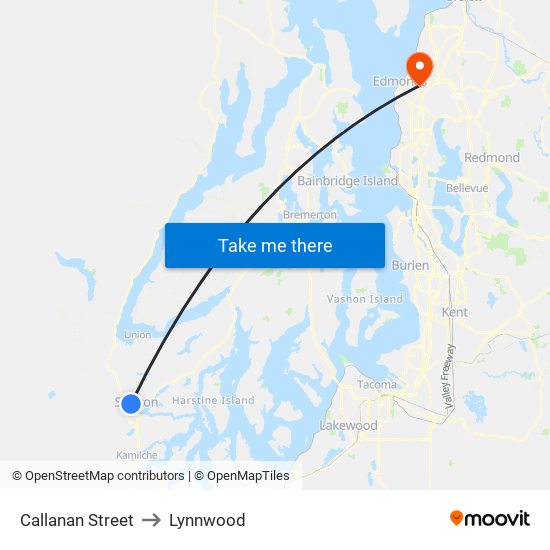 Callanan Street to Lynnwood map