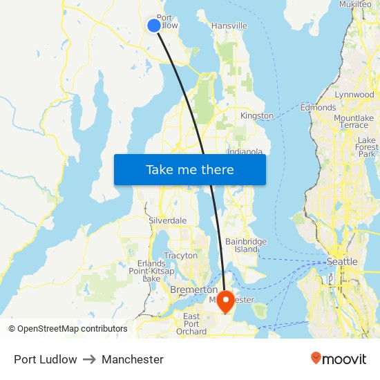 Port Ludlow to Manchester map