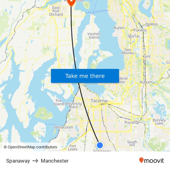 Spanaway to Manchester map