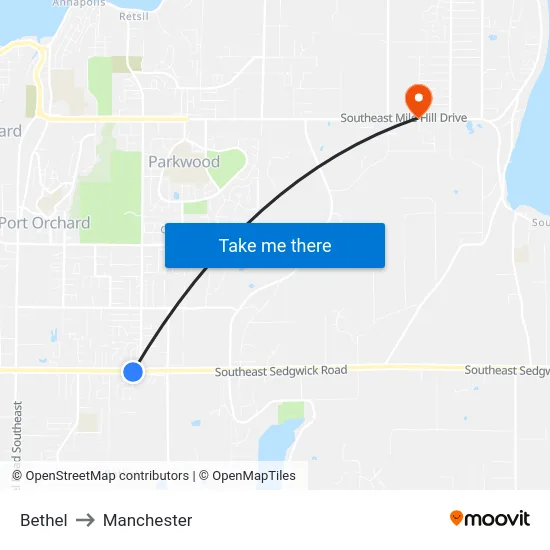 Bethel to Manchester map
