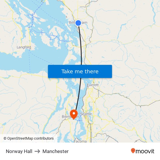 Norway Hall to Manchester map