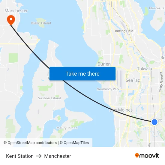 Kent Station to Manchester map