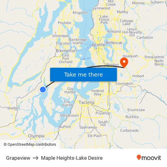 Grapeview to Maple Heights-Lake Desire map