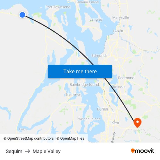 Sequim to Maple Valley map