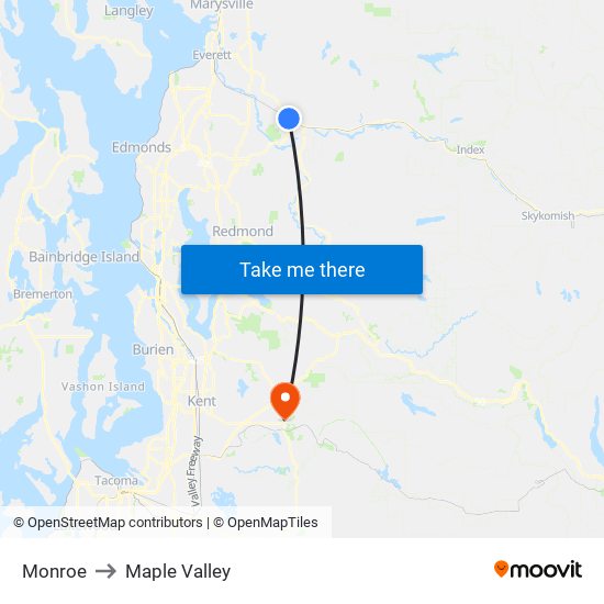 Monroe to Maple Valley map