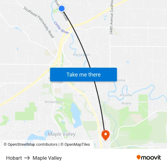 Hobart to Maple Valley map