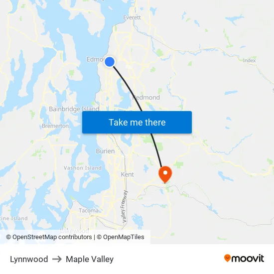 Lynnwood to Maple Valley map
