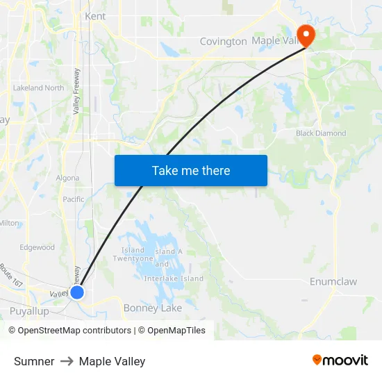 Sumner to Maple Valley map