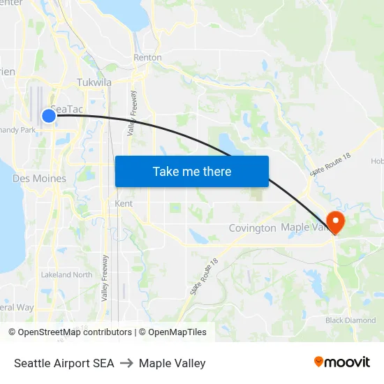 Seattle Airport SEA to Maple Valley map