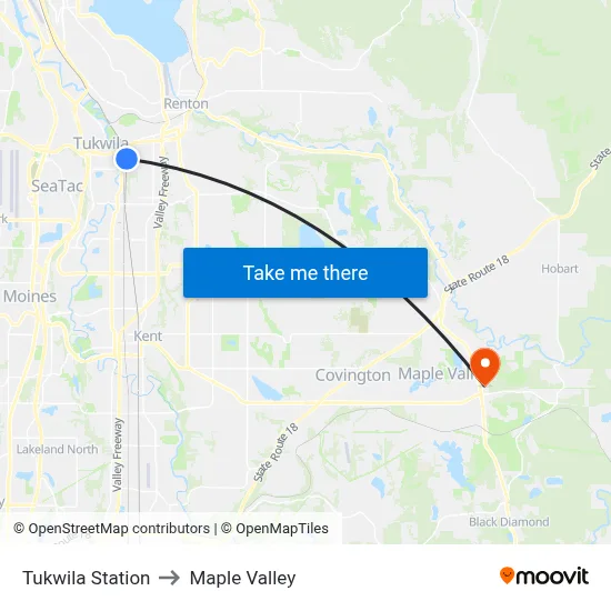 Tukwila Station to Maple Valley map