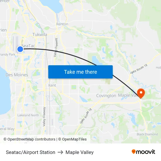 Seatac/Airport Station to Maple Valley map
