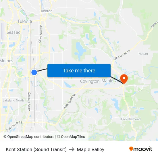 Kent Station (Sound Transit) to Maple Valley map
