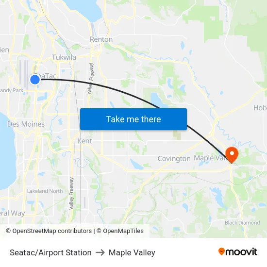 Seatac/Airport Station to Maple Valley map
