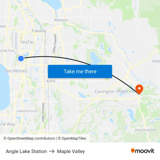 Angle Lake Station to Maple Valley map