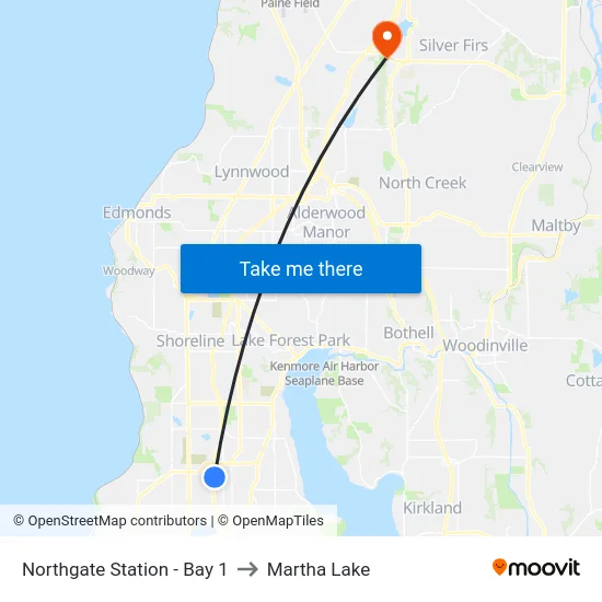 Northgate Station - Bay 1 to Martha Lake map