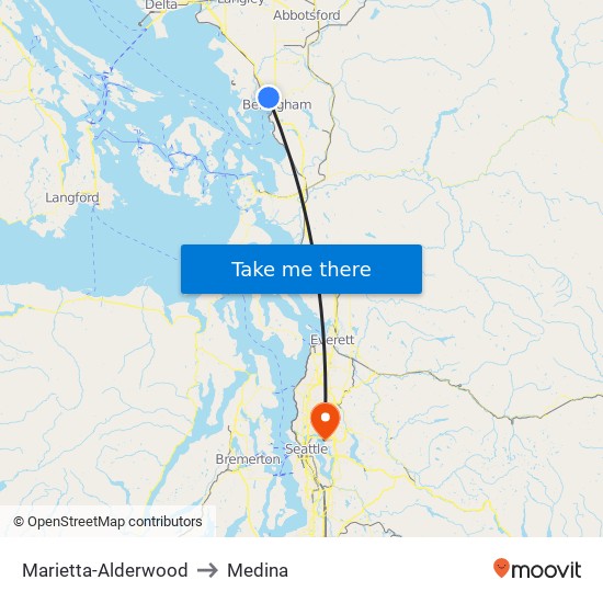 Marietta-Alderwood to Medina map