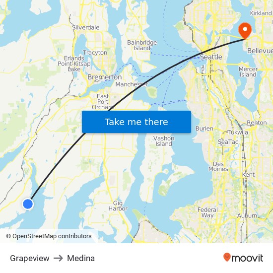 Grapeview to Medina map