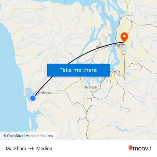 Markham to Medina map