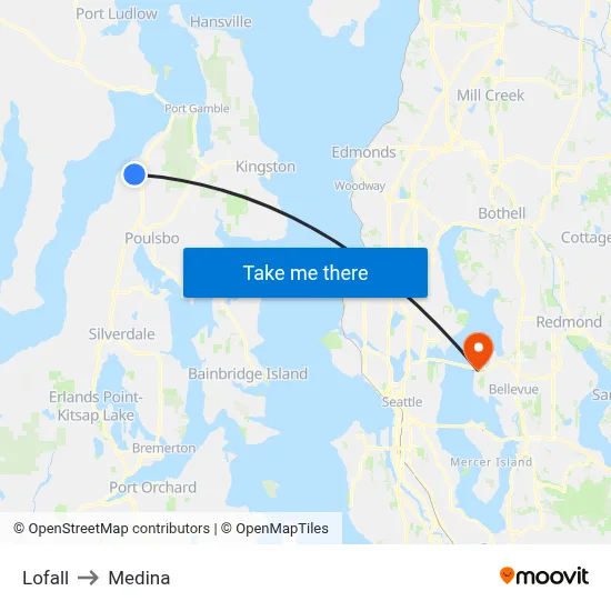 Lofall to Medina map