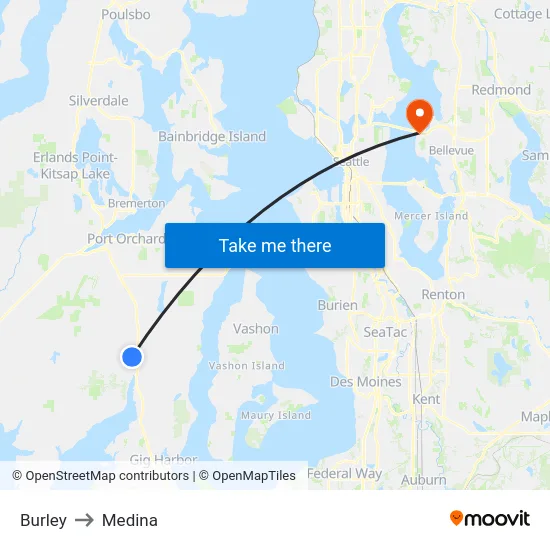 Burley to Medina map