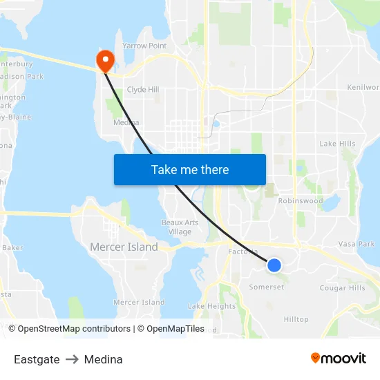 Eastgate to Medina map