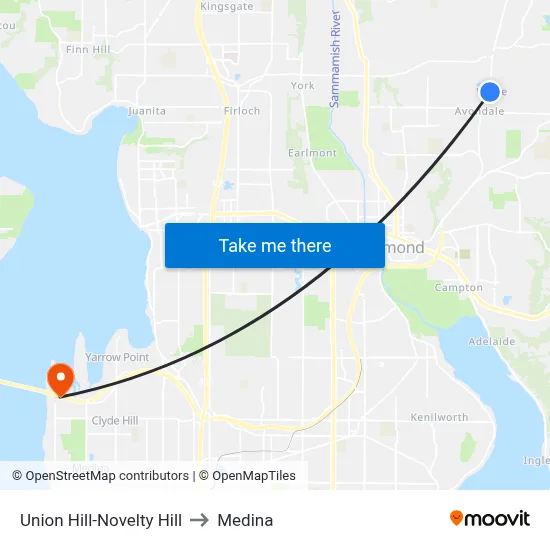 Union Hill-Novelty Hill to Medina map