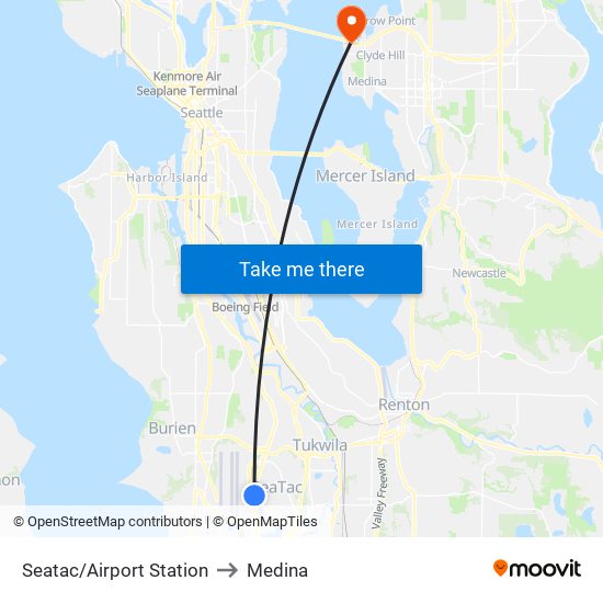 Seatac/Airport Station to Medina map