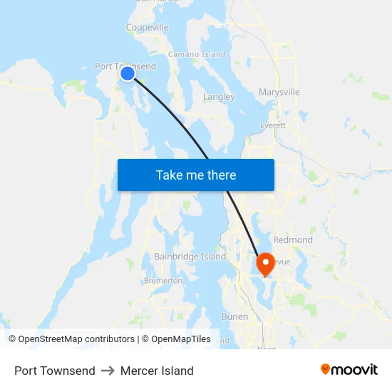 Port Townsend to Mercer Island map