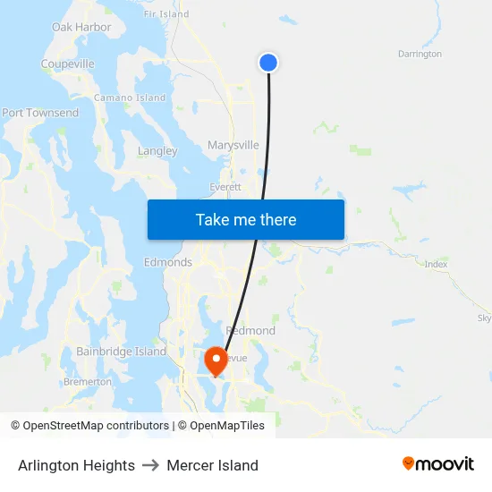 Arlington Heights to Mercer Island map