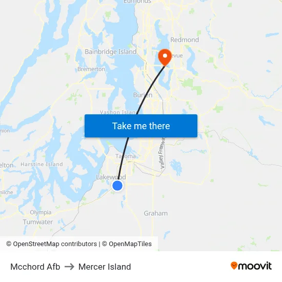 Mcchord Afb to Mercer Island map