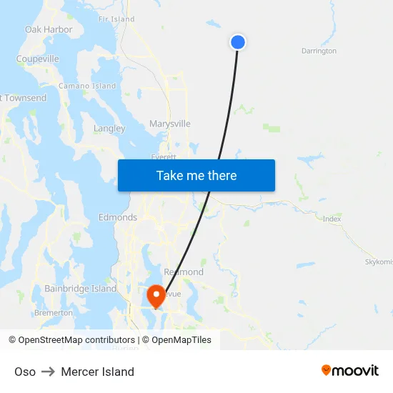 Oso to Mercer Island map
