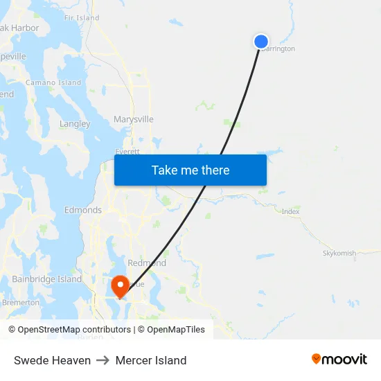 Swede Heaven to Mercer Island map